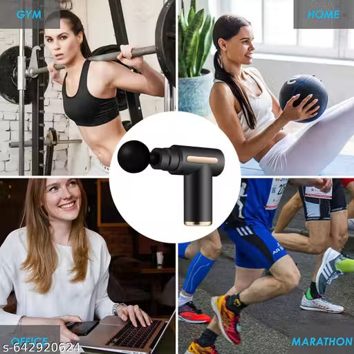 Massage Gun with LCD Touch Screen, Body Deep Tissue Percussion Handheld Back Leg Muscle Massager, Portable Neck Relaxation Gun, Noise Reduction (Black 6 Speed 4 Head)