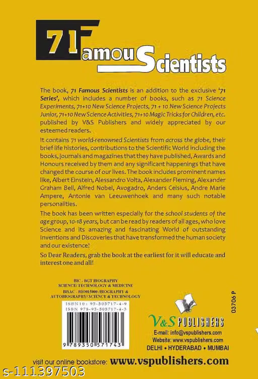 71 Famous Scientists - Who Spent Their Lives For Our Better Tomorrow | English | Biographies | Paperback | All Age Groups | Book | 9789350571743