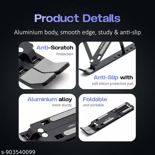 6 Angles Adjustable Aluminum Ergonomic Foldable Portable Tabletop Laptop/Desktop Riser Stand Holder