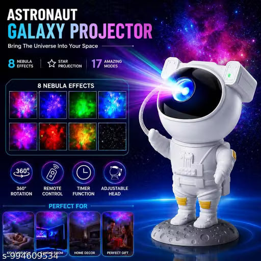 Astronaut Galaxy Star Projector Night Light – 360° Rotation Magnetic Head Nebula Lamp with Remote Control for Bedroom Ceiling Decor & Gifting (9.5 Inch)