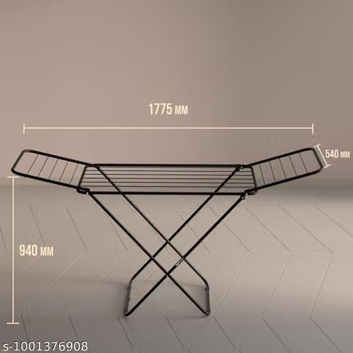 Steel Clothes Drying Rack | 16 Rail Heavy-Duty Laundry Stand | Lightweight, Rust-Resistant & Weatherproof Cloth Dryer Stand for Indoor & Outdoor Use | Black