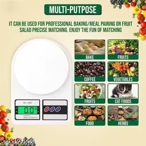 Electronic Digital 1Gram-10 Kg Weight Scale Lcd Kitchen Weight Scale Machine Measure for measuring fruits,shop,Food,Vegetable,weight machine Weighing Scale for grocery,shop,jewellery, Weighing scale (White