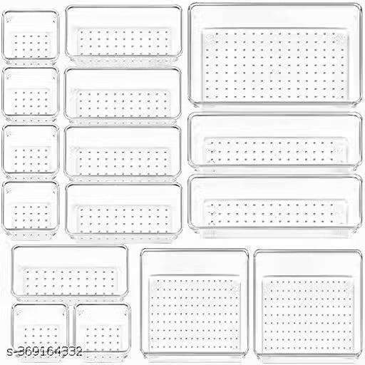 Kepzell 16 Pcs Drawer Divider Trays for Makeup, Jewelries, cosmetics, Utensils in Bedroom Dresser, Office and Kitchen & bathroom
