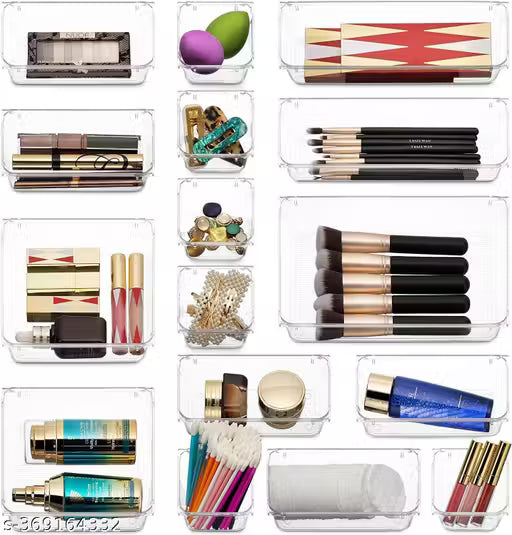 Kepzell 16 Pcs Drawer Divider Trays for Makeup, Jewelries, cosmetics, Utensils in Bedroom Dresser, Office and Kitchen & bathroom