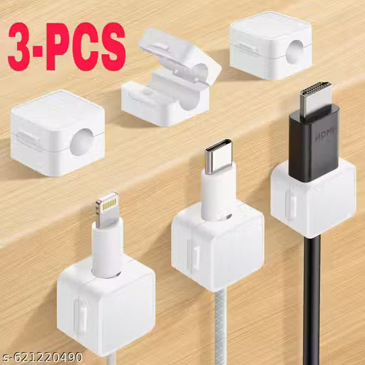 Magnetic Cable Clips, Cord Organizer Holder, for Desk Cable Management, Adhesive Wire Keeper for Desk in Bedroom Living Room Kichen Office and for Car (White-3 pcs)