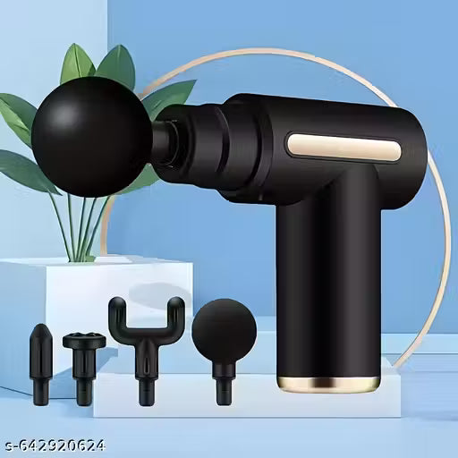 Massage Gun with LCD Touch Screen, Body Deep Tissue Percussion Handheld Back Leg Muscle Massager, Portable Neck Relaxation Gun, Noise Reduction (Black 6 Speed 4 Head)