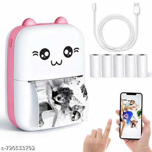 Portable Mini Bluetooth Thermal Printer | Inkless Black & White Photo, Notes & Label Printer for Study, Journals & Home Use