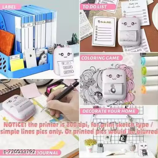 Portable Mini Bluetooth Thermal Printer | Inkless Black & White Photo, Notes & Label Printer for Study, Journals & Home Use