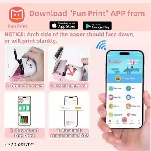 Portable Mini Bluetooth Thermal Printer | Inkless Black & White Photo, Notes & Label Printer for Study, Journals & Home Use
