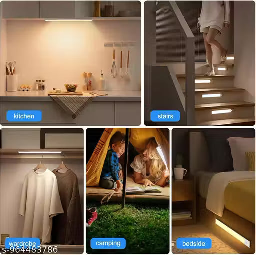 (20 CM) LED Cabinet Lights, Motion Sensor Under Closet Light, Rechargeable Battery with Stepless Dimming, Magnetic Install for Cupboard, Kitchen, Wardrobe, Counter, Stairs, Kitchen - 20cm(Pack of 1)