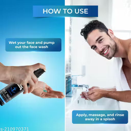 Muuchstac Ocean Face Wash for Men | Fight Acne & Pimples, Brighten Skin, Clears Dirt, Oil Control, Refreshing Feel - Multi-Action Formula | 100 ml