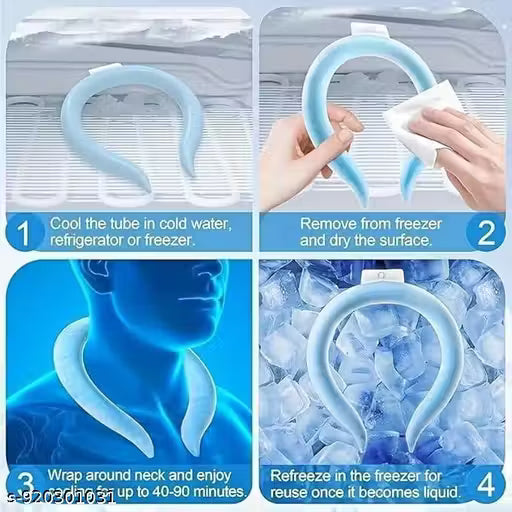 J R K Instant Cooling Neck Ring for Summer Heat Relief, Reusable Ice Gel Collar for Neck Cooling, Lightweight & Comfortable Wearable Cooling Band for Travel, Office, Outdoor & Sports Use