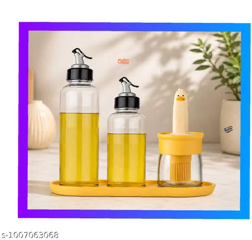Plastic Oil Dispenser, 250ml+500ml+1000ml, Pack of 3, Clear Oil Dispenser, oil bottle plastic,oil bottle steel,oil bottle for kitchen250ml+500ml+1000ml, Pack of 3, Clear