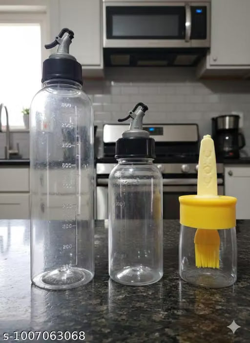 Plastic Oil Dispenser, 250ml+500ml+1000ml, Pack of 3, Clear Oil Dispenser, oil bottle plastic,oil bottle steel,oil bottle for kitchen250ml+500ml+1000ml, Pack of 3, Clear