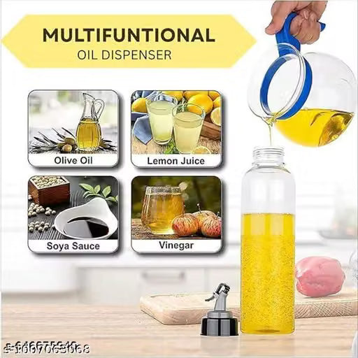 Plastic Oil Dispenser, 250ml+500ml+1000ml, Pack of 3, Clear Oil Dispenser, oil bottle plastic,oil bottle steel,oil bottle for kitchen250ml+500ml+1000ml, Pack of 3, Clear
