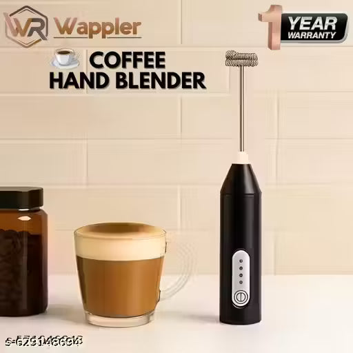 WAPPLER Coffee Frother Rechargeable Hand Blender – USB Milk Frother with Stand for Lattes, Cappuccinos & Matcha Electric Whisk with USB Cable, Stand & Manual for Coffee Lovers