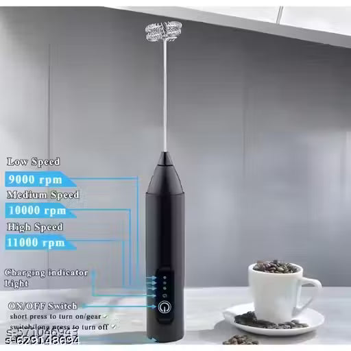 WAPPLER Coffee Frother Rechargeable Hand Blender – USB Milk Frother with Stand for Lattes, Cappuccinos & Matcha Electric Whisk with USB Cable, Stand & Manual for Coffee Lovers