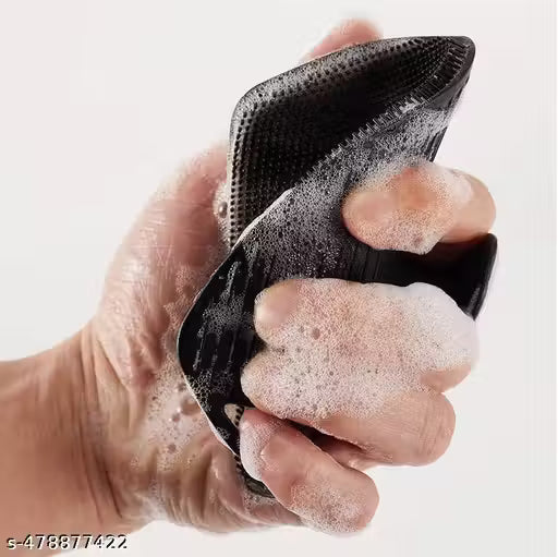 Silicone Body Scrubber Exfoliating Body Brush For Men Women Lathers Well Easy to Clean More Hygienic Shower Scrubber For Body Face Scrubber For Sensitive Skin Body Buffer 1 Pack (Black)