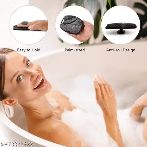 Silicone Body Scrubber Exfoliating Body Brush For Men Women Lathers Well Easy to Clean More Hygienic Shower Scrubber For Body Face Scrubber For Sensitive Skin Body Buffer 1 Pack (Black)