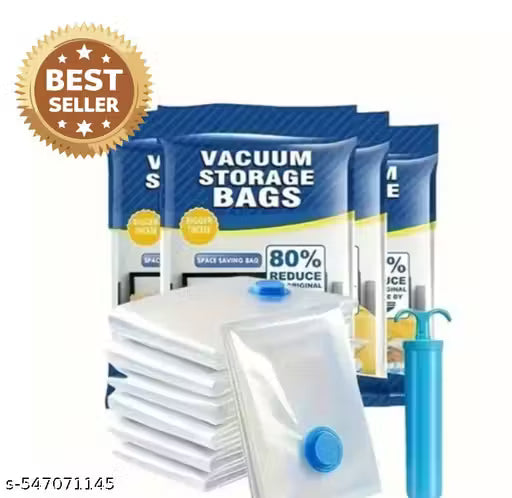 5 Pack Vacuum Bags for Travel with Hand Pump,Airtight,Reusable Space Saver Compression Bags for Packing,Sealer Bags with Ziplock for Blanket (2 Small,2 Medium,1 Large)