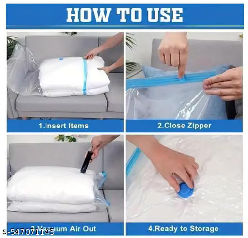 5 Pack Vacuum Bags for Travel with Hand Pump,Airtight,Reusable Space Saver Compression Bags for Packing,Sealer Bags with Ziplock for Blanket (2 Small,2 Medium,1 Large)