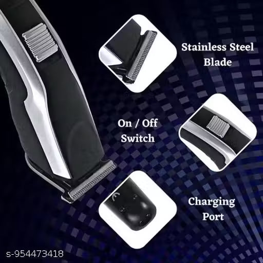 538 Trending Professional Rechargeable Hair Clipper and Trimmer Trimmer 45 min Runtime 4 Length Settings (Black)